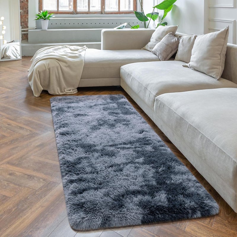 Softlife Area Rug for Bedroom, Fluffy Shag Plush Tie Dyed Rainbow Blue for Living Room Girls, Shaggy Throw Carpet for Kids Soft Fuzzy Runner Small 2x6 Runners for Hallways Dorm - Image 4